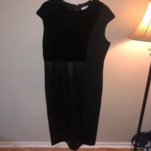 Faux Leather and Velvet Sheath Dress